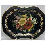 Vintage Handpainted Metal Toleware Serving Tray