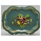 Vintage Handpainted Metal Toleware Serving Tray
