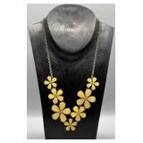 Gold Tone Summer Daisy Floral Retro Necklace