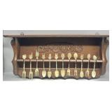 Vintage German Souvenier Spoons & Forks w/Rack