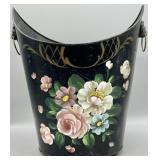 Tole Painted Metal Garbage Can