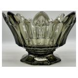 Vintage Czech Tulip Footed Smoke Gray Bowl