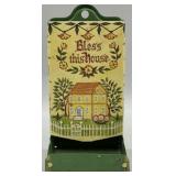 Bless This House Vintage Tin Matchbox Holder