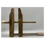 Antique Wooden Hand Screw Clamp Vise