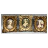 (3) Gold Noblewomen Convex Glass Frames