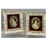 Antique Porcelain Convex Glass Victorian Prints