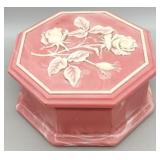 Pink Marbled Incolay Stone Music Trinket Box