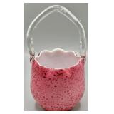 Victorian Era Art Glass Basket with Applied Handle
