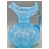 Fenton Blue Opalescent Melon Pitcher