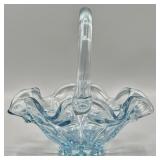Fenton Blue Valencia Art Glass Basket