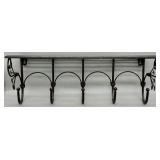 Wrought Iron Wall Shelf w/Hooks