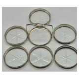 Sterling Silver Crystal Coaster Set with Stand