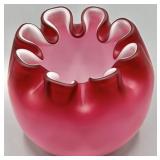c1900 Victorian Art Glass Rose Bowl