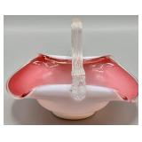 Victorian Art Glass Basket w/Applied Handle