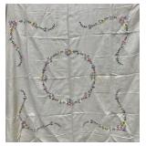 Vintage Square Embroidered Needlepoint Tablecloth