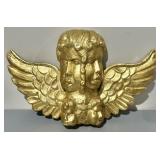 Gold Carved Wood Cherurb Wall Hanging