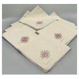 (10) Vintage Embroidered Needlepoint Napkins