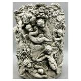 Cherubs High Relief Cast Stone Cylndrical Vase