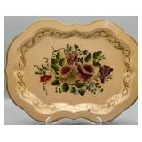 Vintage Handpainted Metal Toleware Serving Tray
