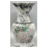 Vintage Marble Vase w/Etched Floral Designs
