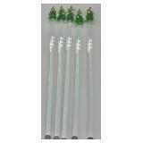 Vintage Retro Christmas Glass Cocktail Stirrers