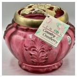 Fenton Cranberry Potpourri Jar w/Brass Lid