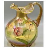 Fenton Gold Iridescent Pitcher HP & Signed