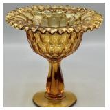Fenton Amber Glass Pedestal Compote