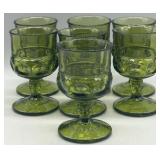 (7) Indiana Glass Avocado Green Cordials