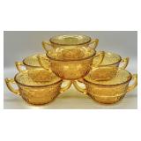 (6) Indiana Glass Amber Cream Soup Bowls