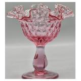 Fenton Colonial Pink Thumbprint Pedestal Compote