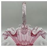 Fenton Reed Handled Pink Basket