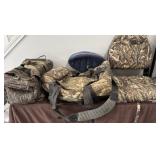 Blind bag, gear bag, and 2 boat seats