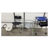 Walker, shower chair, and more