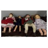 4 vintage plastic dolls