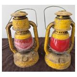 2 antique coal oil lamps