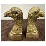Pair of solid brass eagle head bookends