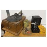 Vintage record player, camera, and more