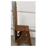 Wooden Step stool, seat, and folding ironing board