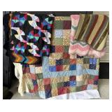 Quilt, 2 afghans, throw, and rug