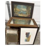 2 prints, mirror, and washboard
