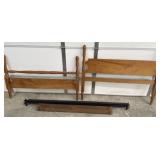 Wooden footboard and headboard with metal rails