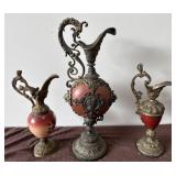 3 brass Victorian style ewers