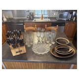 Knife block, egg plate, and tableware