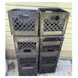 8 plastic milk crates