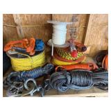 Large lot of miscellaneous poly rope and tow ropes