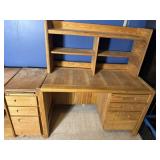 Wooden desk and file cabinet