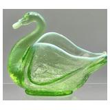 Green Opalescent Swan Trinket Dish