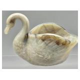 Caramel Slag Glass Open Swan Trinket Dish