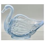 Blue Opalescent Swan Trinket Dish